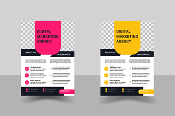 Obraz premium Corporate business flyer template design set, cover modern layout, flyer in A4 with colorful business proposal, promotion, advertise, publication, a bundle of 2 templates of different colors a4 flyer