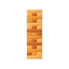 Tower games for kids icon in flat style. Wooden block puzzle vector illustration on isolated background. Balance game sign business concept.