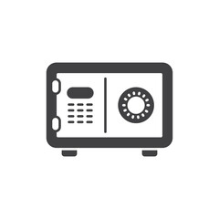 Metal bank safe icon in flat style. Money vault vector illustration on isolated background. Storage sign business concept.