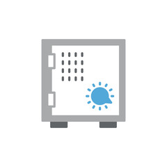 Metal bank safe icon in flat style. Money vault vector illustration on isolated background. Storage sign business concept.