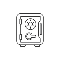 Metal bank safe icon in flat style. Money vault vector illustration on isolated background. Storage sign business concept.