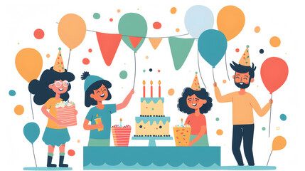 A family celebrating a birthday party.


