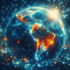 A planet earth with lights and dots Illustrative accessible.