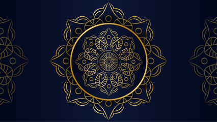 Luxury mandala background. Navy and gold elegant design template.