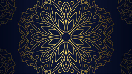 Luxury mandala background. Navy and gold elegant design template.