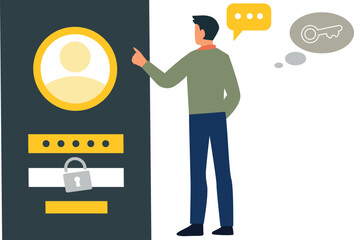 The boy is pointing at the user profile.