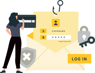 The girl is logging into the mail.