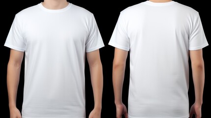 young man in stylish t-shirt on white background. 