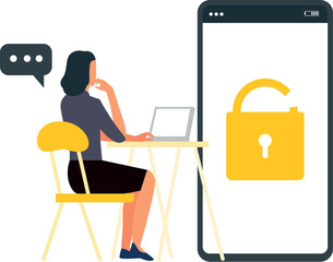 The girl is working on the mobile password.