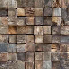 Rustic Wooden Block Pattern, Varied Brown Shades, Natural Wood Design