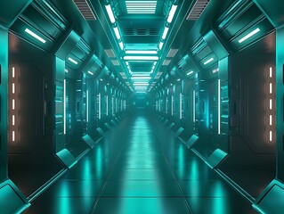 Fototapeta premium bright and shiny neon light tube passage 