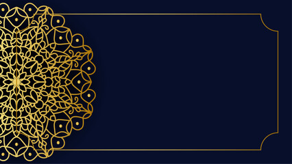 Mandala gold and navy background. Elegant vibes banner template