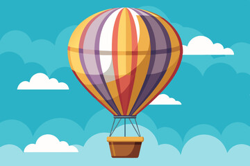 illustration of a flying hot air balloon, travel background