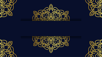 Mandala gold and navy background. Elegant vibes banner template