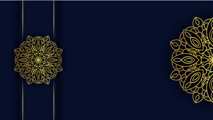 Mandala gold and navy background. Elegant vibes banner template