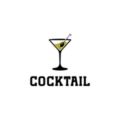 Creative logo cocktail glass vector illustration
