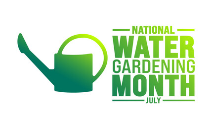 July is National Water Gardening Month background template. Holiday concept. use to background, banner, placard, card, and poster design template with text inscription and standard color. vector