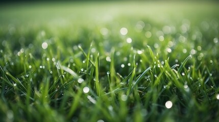 Fototapeta premium Vibrant green soccer field texture for team sport with fresh grass football pitch background