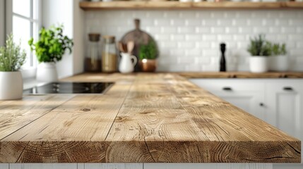 Fototapeta premium Modern Kitchen with Light White Tabletop Display Generative AI