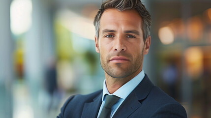 Fototapeta premium Young successful corporate executive in his office