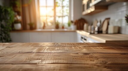 Top View of Wooden Kitchen Counter Generative AI