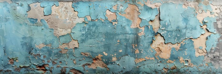 Obraz premium Peeling Blue Paint on a Weathered Wall
