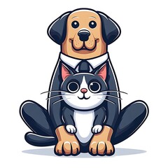 A cartoon of a dog design drawing graphic and a cat design drawing graphic optimized realistic accessible unique.