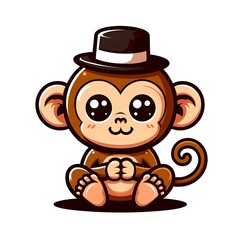 A cartoon of a monkey design colours graphic wearing a hat vector engaging.
