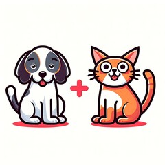 A cat and dog design graphic cartoon characters.