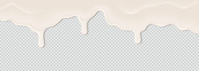 Yogurt, milk or cream surface creamy liquid melt splash flowing background. Vector white milk splash or ice cream flow soft texture on transparent background for sweet dessert design. 3D Illustration