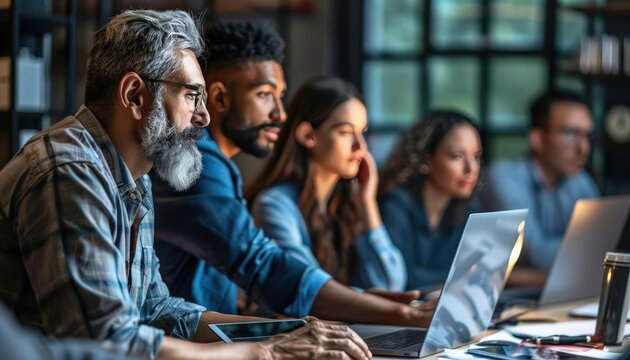 A cybersecurity professional educating a group on best security practices in a corporate training session
