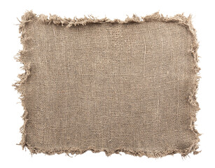 Burlap texture. A piece of torn burlap on a white background. Canvas. Packing material