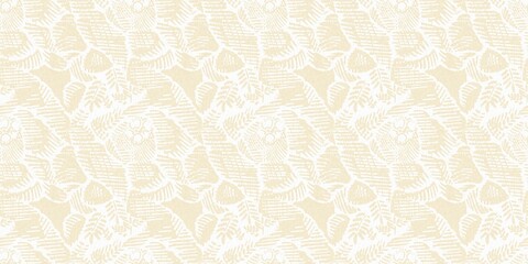 Modern white on cream lace effect wedding border texture. Soft tonal linen openwork block print with subtle hand drawn lattice damask printed fabric banner edge trim. 