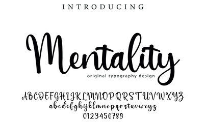 Mentality Font Stylish brush painted an uppercase vector letters, alphabet, typeface