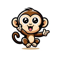A cartoon monkey design colours drawing graphic pointing at something Illustrative vector Illustrative optimized.