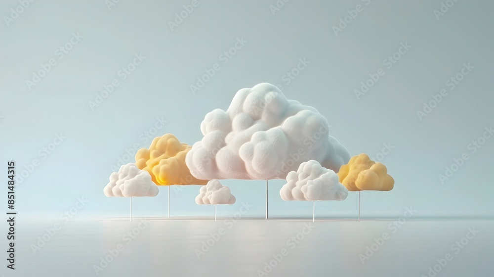 Wall mural Welcoming Cloud Server Transmitting Streamlined Flat Design Graphic with Impactful Text Elements