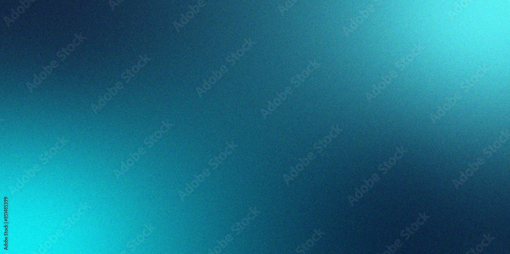 Poster Minimal Blue glowing light on dark backdrop. Noise textured with grainy blurred gradient. Dark noise texture effect with vintage grunge background. Poster cover abstract design, copy space.