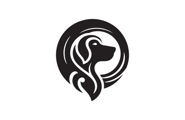 create a vector silhouette image of dog logo style