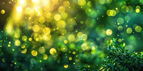 Obraz premium Green Bokeh Background with Sunlight
