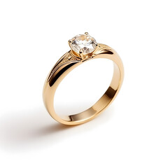 Golden ring  jewelry, isolated on white background