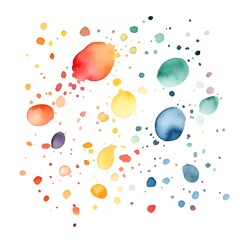 Vibrant Watercolor Confetti Scattered on White Background