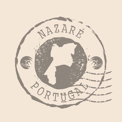 Stamp Postal of Nazare. Map Silhouette rubber Seal. Design Retro Travel. Seal  Map of Nazare grunge  for your design. Portugal.  EPS10