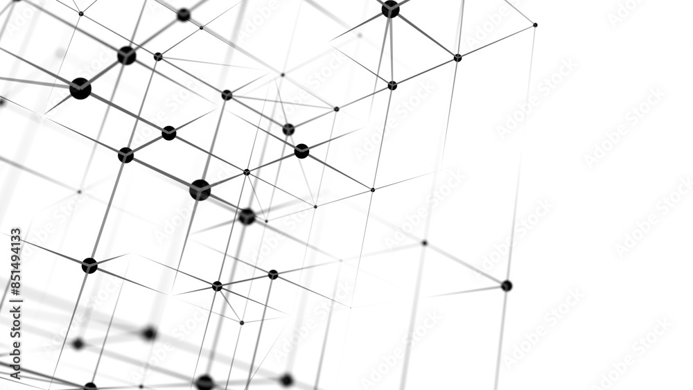Poster Information storage cells. Abstract background with dots and lines. Network connection structure. Big data digital background. 3D rendering.