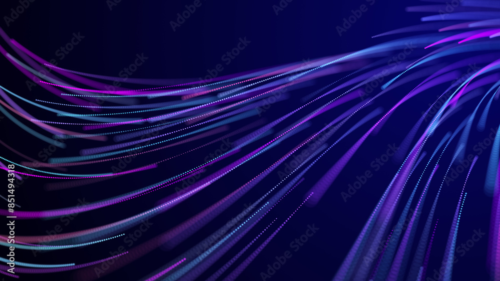 Poster Abstract background of moving lines. Information space strip. Big data visualization. 3d rendering