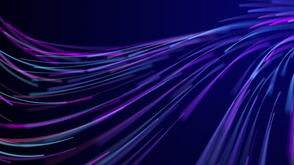 Abstract background of moving lines. Information space strip. Big data visualization. 3d rendering
