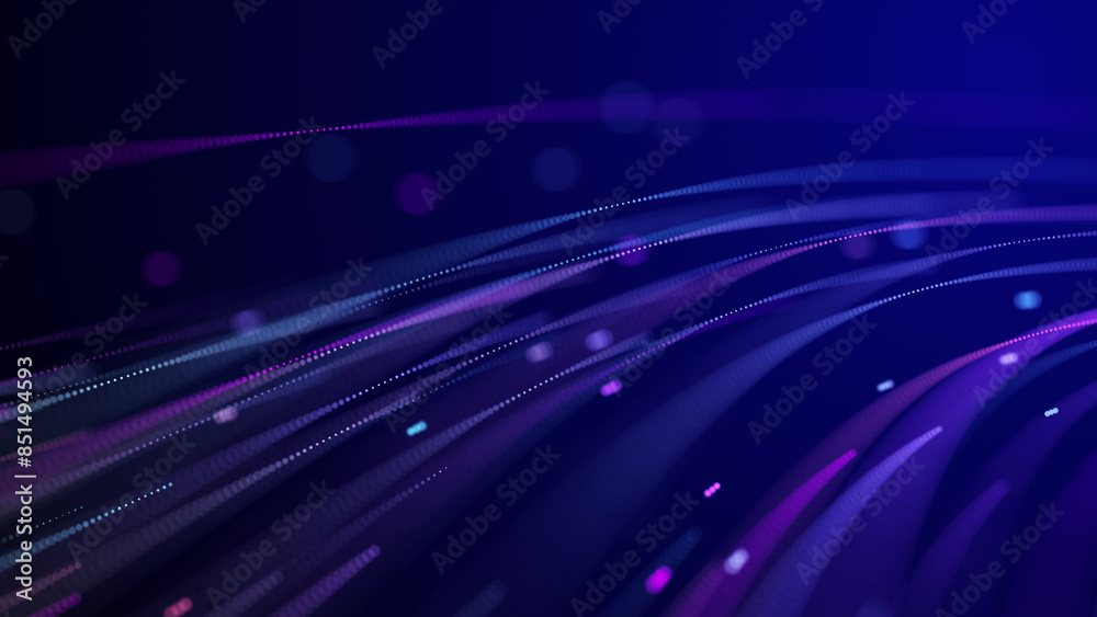 Poster abstract background of moving lines. information space strip. big data visualization. 3d rendering