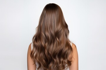 Fototapeta premium A woman with balayage highlights hairon white background