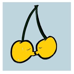 illustration of a cherry kissing