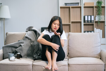 Obraz premium Woman feeling sick, health care concept.