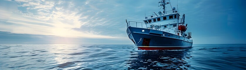 Naklejka premium Marine Research Vessel at Sea A Floating Lab Crucial for Oceanic Studies